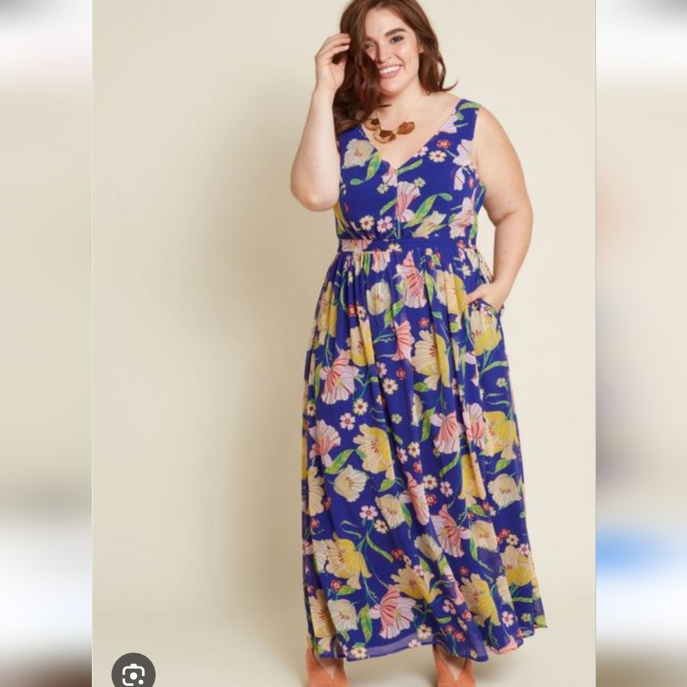 ModCloth Blue Floral Maxi Dress